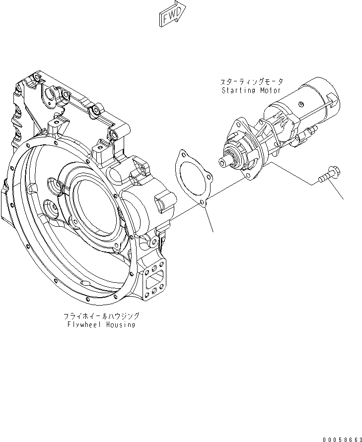 Схема запчастей Komatsu SAA6D107E-1B-W1 - КРЕПЛЕНИЕ СТАРТЕРА (.KW)(№-) ДВИГАТЕЛЬ