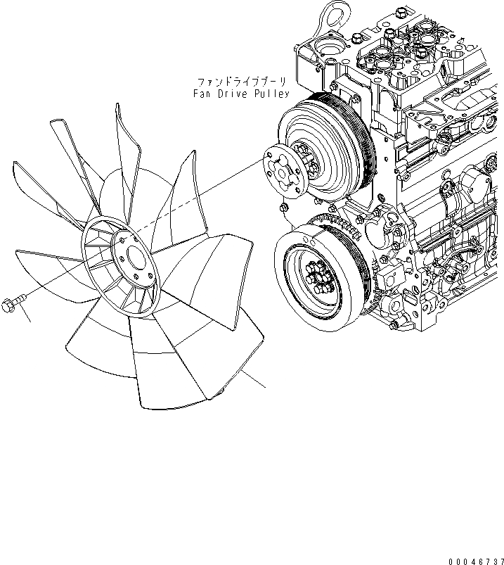 Схема запчастей Komatsu SAA6D107E-1EA - ВЕНТИЛЯТОР ОХЛАЖДЕНИЯ ДВИГАТЕЛЬ