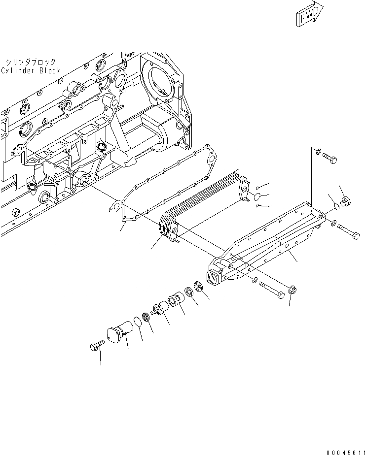 Схема запчастей Komatsu SAA6D125E-5 - МАСЛООХЛАДИТЕЛЬ ДВИГАТЕЛЬ