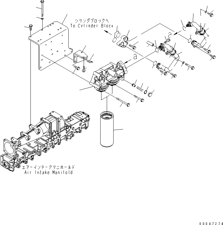 Схема запчастей Komatsu SAA6D140E-5 - МАСЛ. ФИЛЬТР И ТРУБЫ(№-) ДВИГАТЕЛЬ