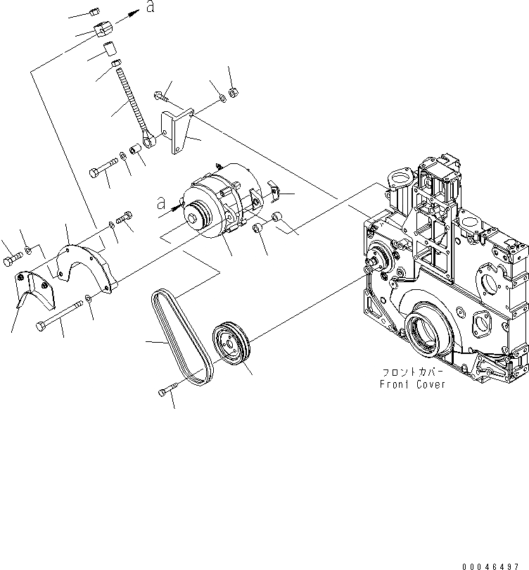 Схема запчастей Komatsu SAA6D140E-5 - КРЕПЛЕНИЕ ГЕНЕРАТОРА (ДЛЯ 7A ГЕНЕРАТОР) (С НЕ ЗАКАЛЕНН. ШКИВ) ДВИГАТЕЛЬ