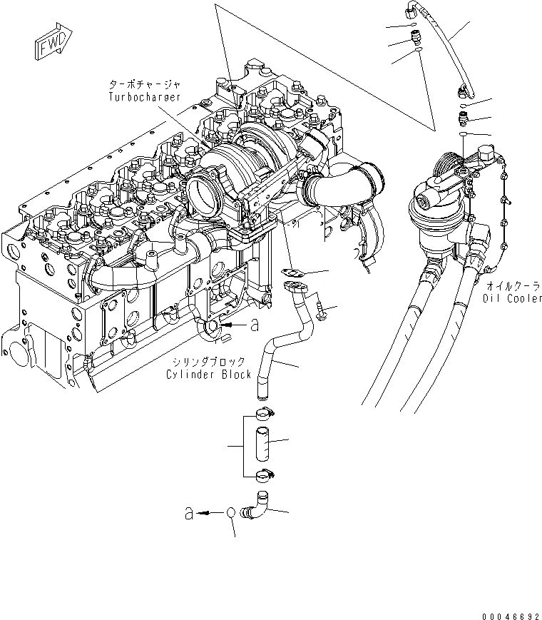 Схема запчастей Komatsu SAA6D114E-3D - МАСЛОПРОВОДЯЩИЕ ТРУБКИ ТУРБОНАГНЕТАТЕЛЯ ДВИГАТЕЛЬ