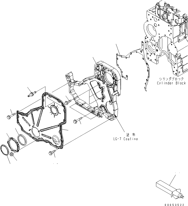 Схема запчастей Komatsu SAA6D114E-3D - ПЕРЕДН. COVER ДВИГАТЕЛЬ