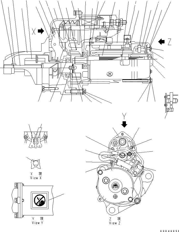 Схема запчастей Komatsu SAA6D114E-3D - СТАРТЕР (7.KW) (ВНУТР. ЧАСТИ) ДВИГАТЕЛЬ