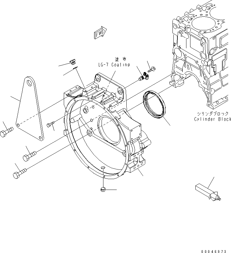 Схема запчастей Komatsu SAA6D125E-5F - КАРТЕР МАХОВИКА(№-) ДВИГАТЕЛЬ