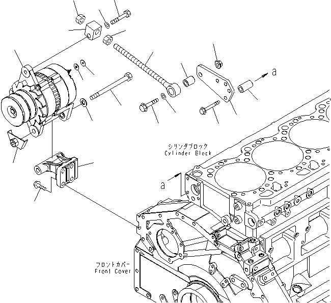 Схема запчастей Komatsu SAA6D125E-5F - ГЕНЕРАТОР И КРЕПЛЕНИЕ (A)(№8-) ДВИГАТЕЛЬ