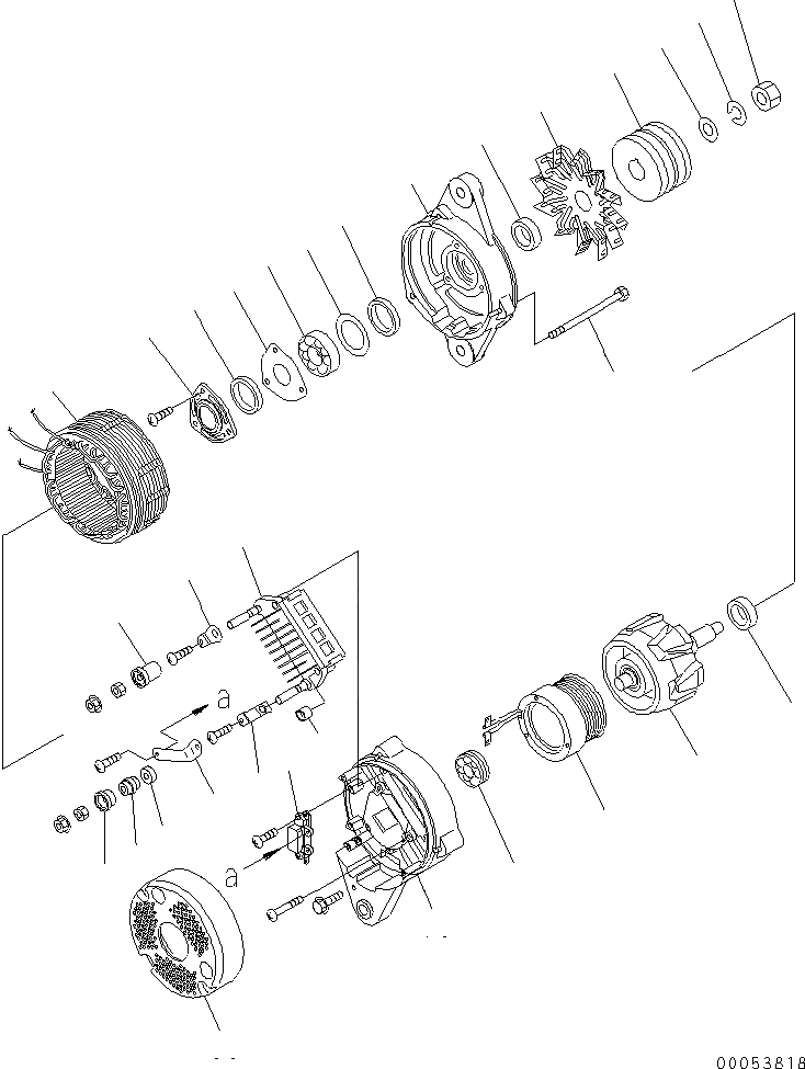 Схема запчастей Komatsu SAA6D125E-5F - ГЕНЕРАТОР (A) (ВНУТР. ЧАСТИ)(№8-) ДВИГАТЕЛЬ