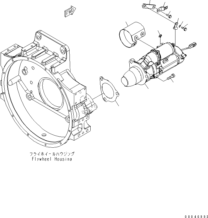 Схема запчастей Komatsu SAA6D125E-5F - КРЕПЛЕНИЕ СТАРТЕРА (KW) (С ЗАЩИТА COVER)(№-) ДВИГАТЕЛЬ