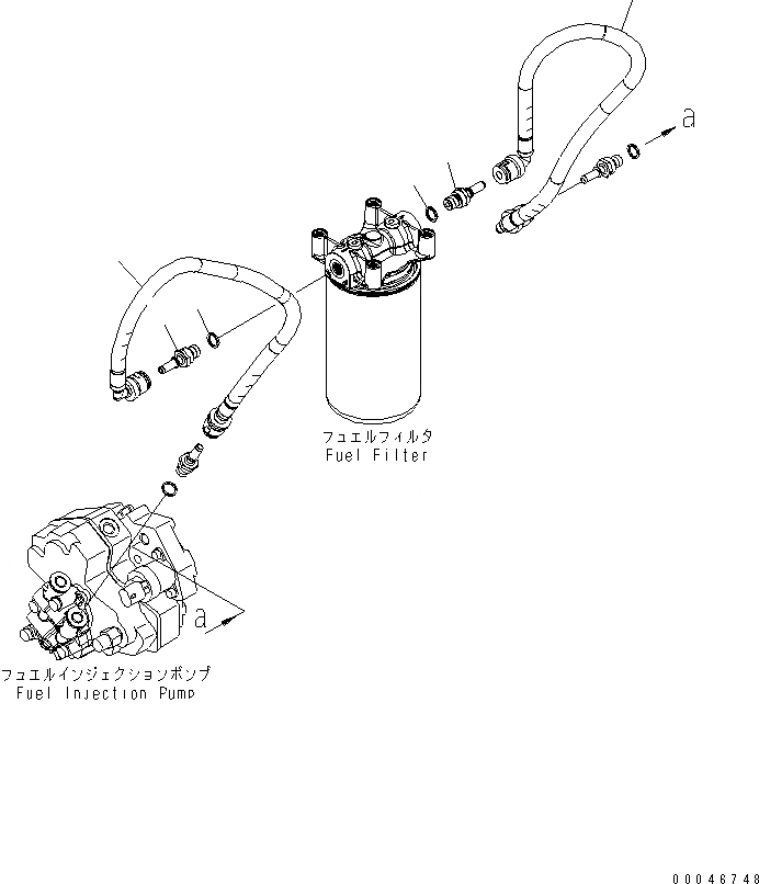 Схема запчастей Komatsu SAA6D107E-1CA - ТРУБЫ ТОПЛ. ФИЛЬТРА ДВИГАТЕЛЬ