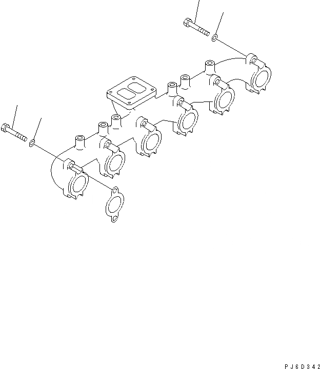 Схема запчастей Komatsu SAA6D114E-2 - ВЫПУСКНОЙ КОЛЛЕКТОР ДВИГАТЕЛЬ