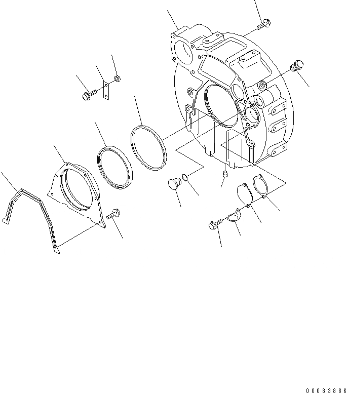 Схема запчастей Komatsu SAA6D102E-2A - КАРТЕР МАХОВИКА ДВИГАТЕЛЬ