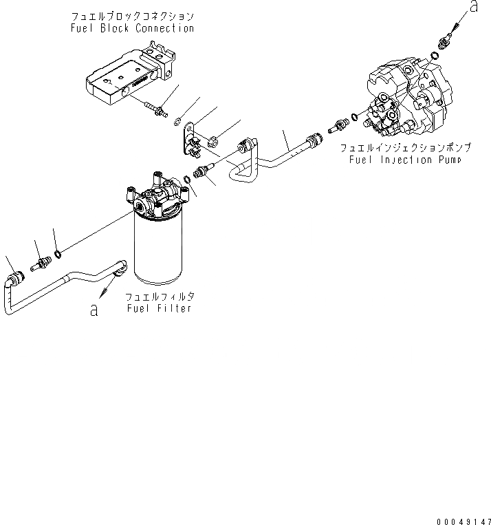 Схема запчастей Komatsu SAA6D107E-1JA - ТРУБЫ ТОПЛ. ФИЛЬТРА ДВИГАТЕЛЬ