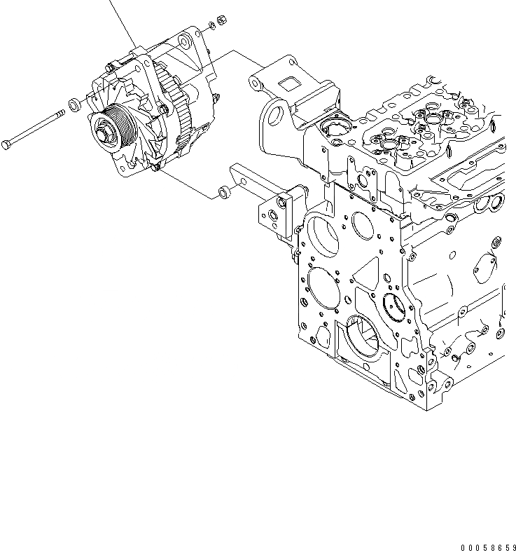 Схема запчастей Komatsu SAA6D107E-1JA - ГЕНЕРАТОР (9A) ДВИГАТЕЛЬ