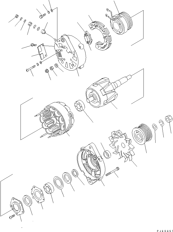 Схема запчастей Komatsu SAA6D107E-1JA - ГЕНЕРАТОР (9A) (ВНУТР. ЧАСТИ)(№-) ДВИГАТЕЛЬ