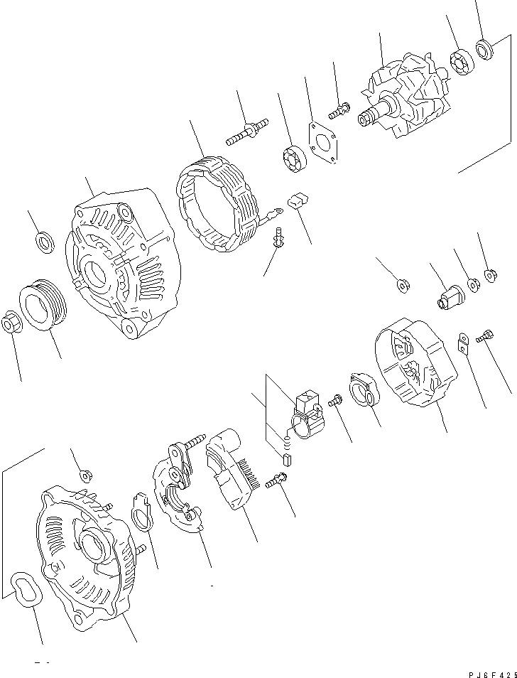Схема запчастей Komatsu SAA6D107E-1JA - ГЕНЕРАТОР (V- AMP) (ВНУТР. ЧАСТИ) ДВИГАТЕЛЬ