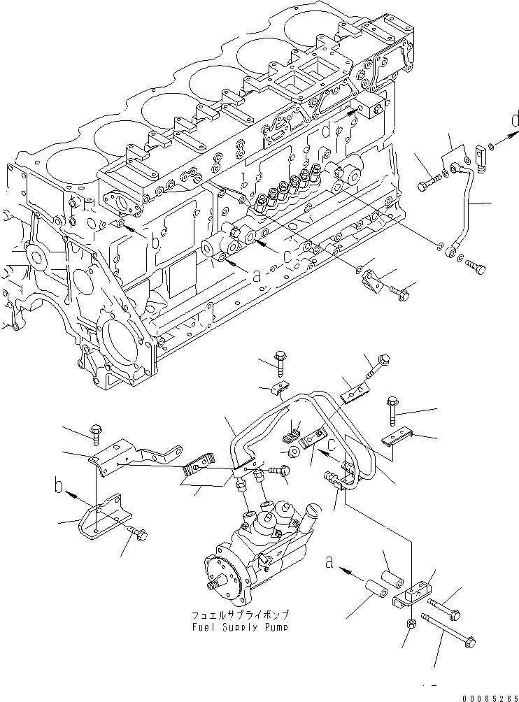 Схема запчастей Komatsu SAA6D125E-3 - ТОПЛИВН. ПОДАЮЩ. И ВОЗВРАТ. ТРУБЫ ДВИГАТЕЛЬ