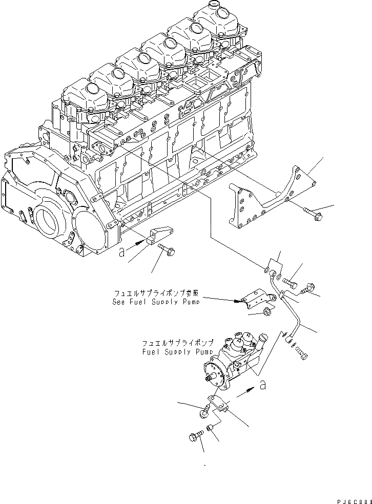 Схема запчастей Komatsu SAA6D125E-3 - ТОПЛИВН. НАСОС КОРПУС И СИСТЕМА СМАЗКИ МАСЛОПРОВОДЯЩАЯ ЛИНИЯ ДВИГАТЕЛЬ