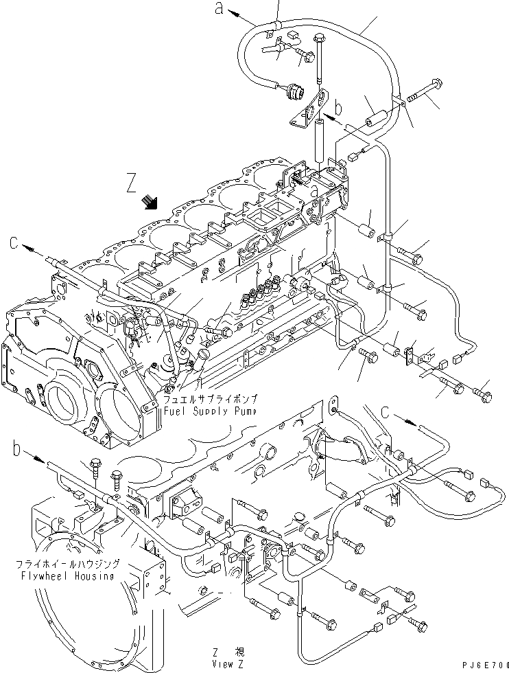 Схема запчастей Komatsu SAA6D125E-3 - ДВИГАТЕЛЬ ЭЛЕКТРОПРОВОДКА (/) ДВИГАТЕЛЬ