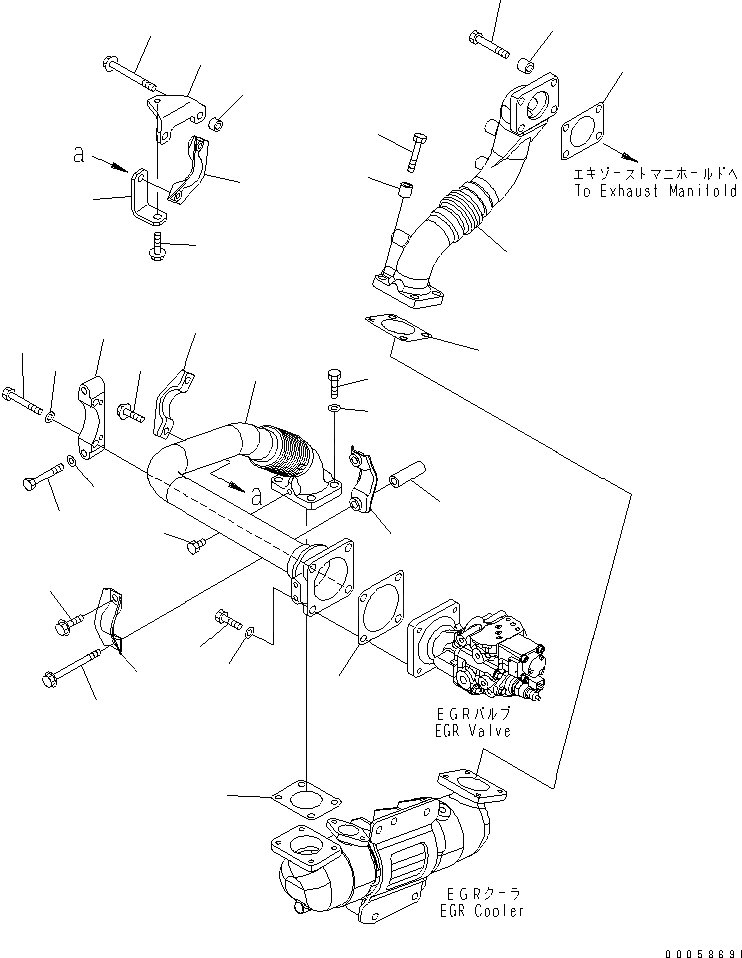 Схема запчастей Komatsu SAA6D125E-5B - ВЫПУСКН. GAS RE-CIRCULATION (/)(№8-) ДВИГАТЕЛЬ