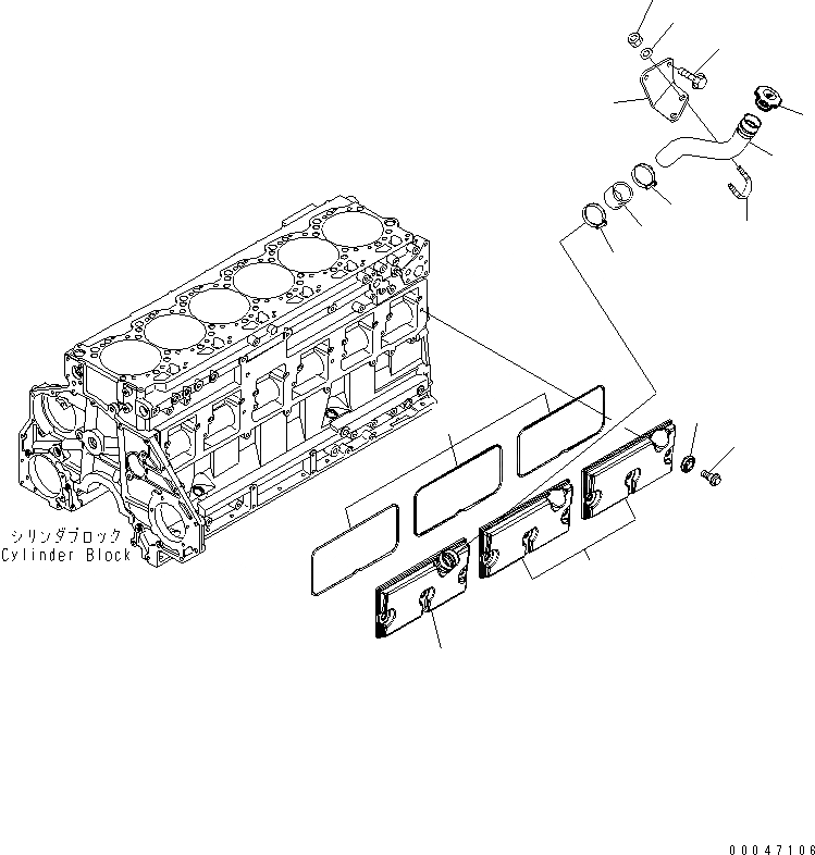 Схема запчастей Komatsu SAA6D125E-5B - КРЫШКА ТОЛКАТЕЛЕЙ КЛАПАНА И МАСЛОНАЛИВНОЙ ПАТРУБОК ДВИГАТЕЛЬ