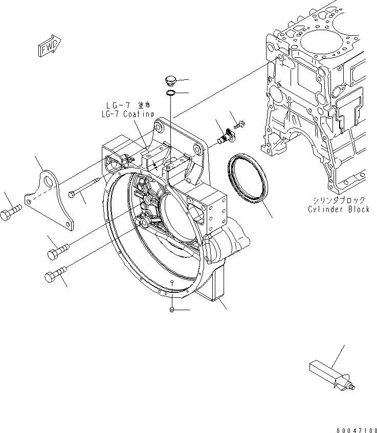 Схема запчастей Komatsu SAA6D125E-5B - КАРТЕР МАХОВИКА ДВИГАТЕЛЬ