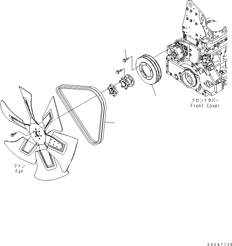 Схема запчастей Komatsu SAA6D125E-5B - ШКИВ ВЕНТИЛЯТОРА И ПРИВОД РЕМЕНЬ ДВИГАТЕЛЬ