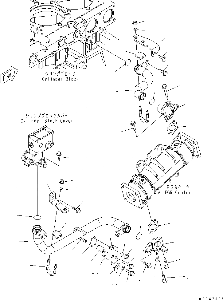 Схема запчастей Komatsu SAA6D140E-5E - ВЫПУСКН. GAS RECIRCULATION КЛАПАН (/7) (EGR ОХЛАДИТЕЛЬ ВОДН. ГИДРОЛИНИЯ)(№8-) ДВИГАТЕЛЬ