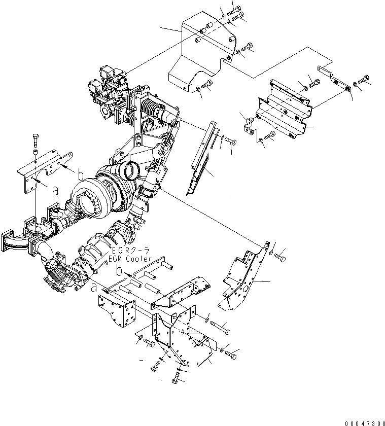 Схема запчастей Komatsu SAA6D140E-5E - ТЕРМОЗАЩИТА (/) (EGR ТРУБЫ И ОХЛАДИТЕЛЬ)(№8-) ДВИГАТЕЛЬ