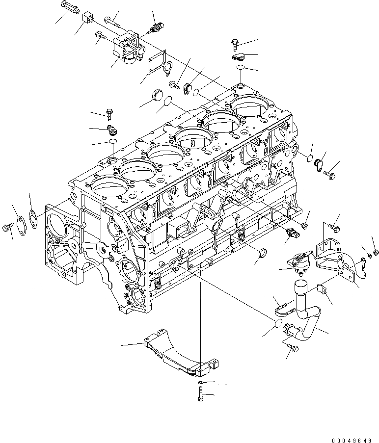 Схема запчастей Komatsu SAA6D140E-5E - ЭЛЕМЕНТЫ БЛОКА ЦИЛИНДРОВ (НИЖН. РАМА И МАСЛОНАЛИВНОЙ ПАТРУБОК) (С ЗАЩИТА ОТ ВАНДАЛИЗМА)(№8-) ДВИГАТЕЛЬ