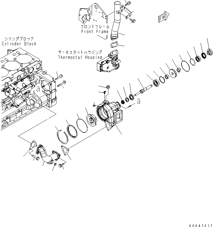 Схема запчастей Komatsu SAA6D140E-5E - ВОДЯНАЯ ПОМПА(№8-) ДВИГАТЕЛЬ