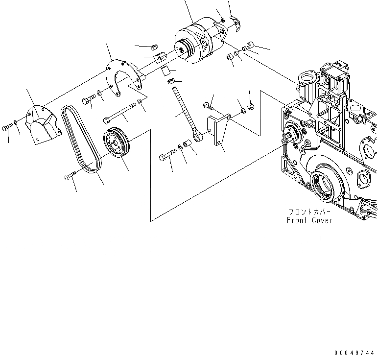 Схема запчастей Komatsu SAA6D140E-5E - КРЕПЛЕНИЕ ГЕНЕРАТОРА (ДЛЯ A ГЕНЕРАТОР) (С НЕ ЗАКАЛЕНН. ШКИВ)(№8-) ДВИГАТЕЛЬ