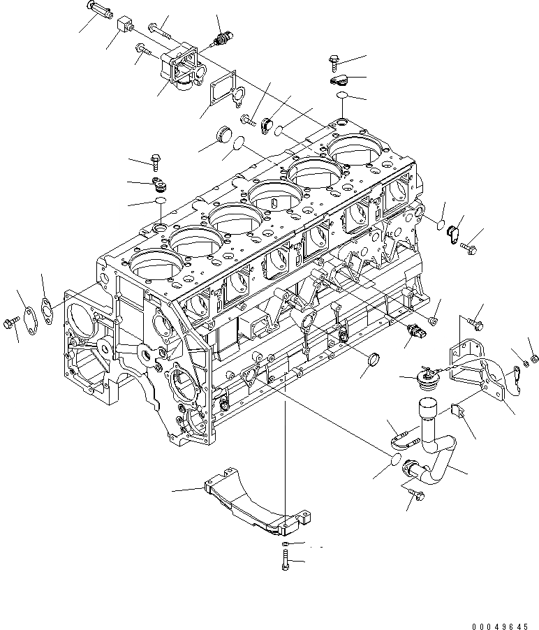 Схема запчастей Komatsu SAA6D140E-5C - ЭЛЕМЕНТЫ БЛОКА ЦИЛИНДРОВ (НИЖН. РАМА И МАСЛОНАЛИВНОЙ ПАТРУБОК)(№8-) ДВИГАТЕЛЬ