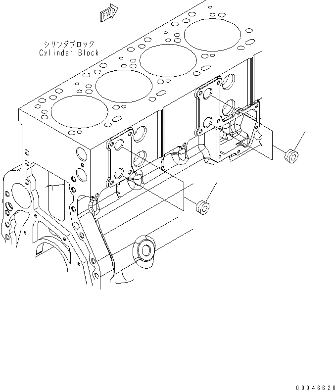 Схема запчастей Komatsu SAA6D114E-3C - БЛОК ЦИЛИНДРОВ (ХЛАДАГЕНТ ЗАГЛУШКА) ДВИГАТЕЛЬ