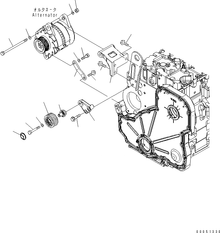 Схема запчастей Komatsu SAA6D114E-3C - КРЕПЛЕНИЕ ГЕНЕРАТОРА ДВИГАТЕЛЬ