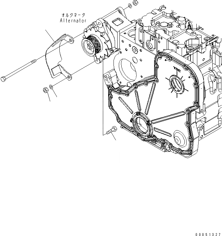 Схема запчастей Komatsu SAA6D114E-3C - ГЕНЕРАТОР COVER ДВИГАТЕЛЬ