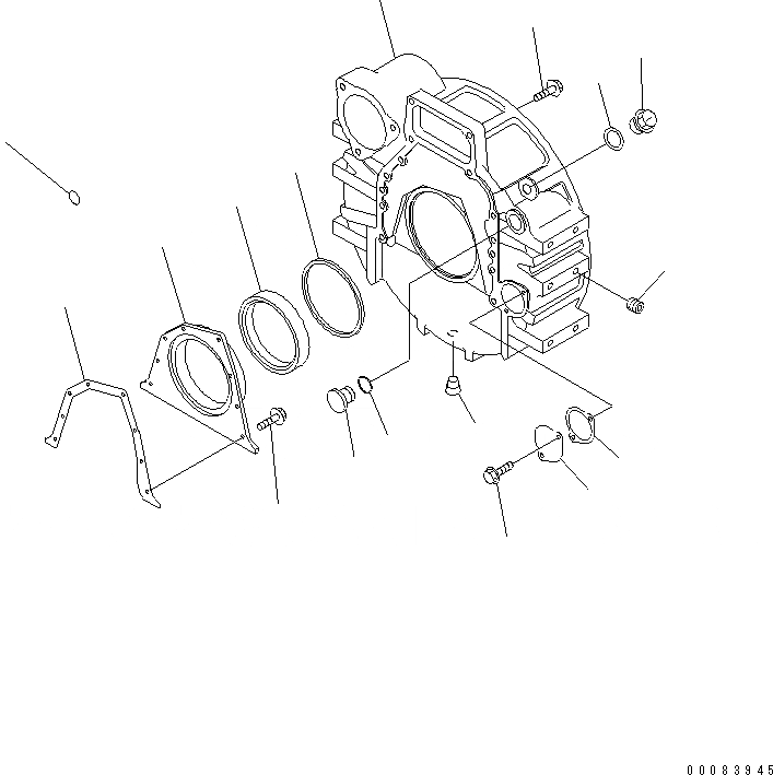 Схема запчастей Komatsu SAA6D114E-3C - КАРТЕР МАХОВИКА ДВИГАТЕЛЬ