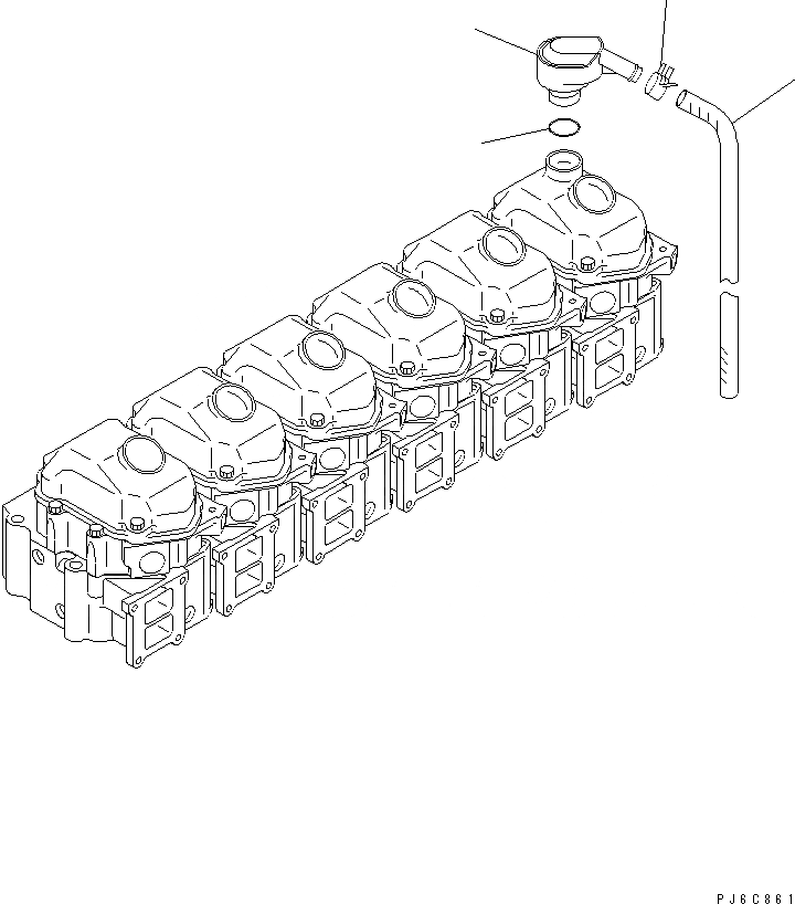 Схема запчастей Komatsu SAA6D125E-3A - КРЫШКА ГОЛОВКИ АКСЕССУАРЫ (САПУН) ДВИГАТЕЛЬ