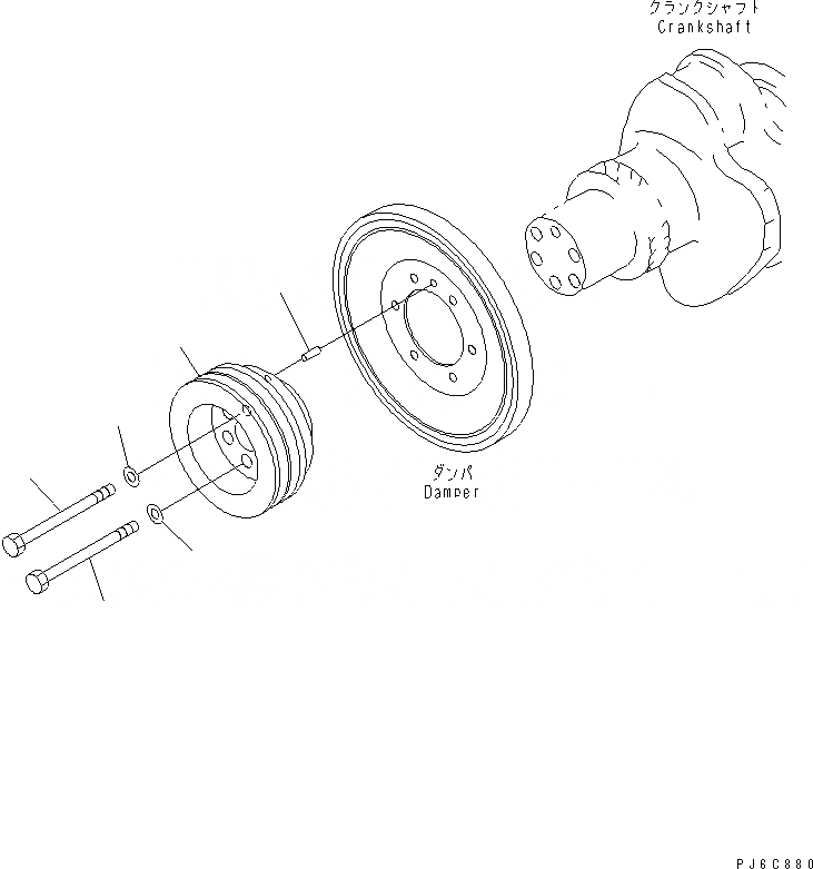 Схема запчастей Komatsu SAA6D125E-3A - ШКИВ КОЛЕНВАЛА ДВИГАТЕЛЬ