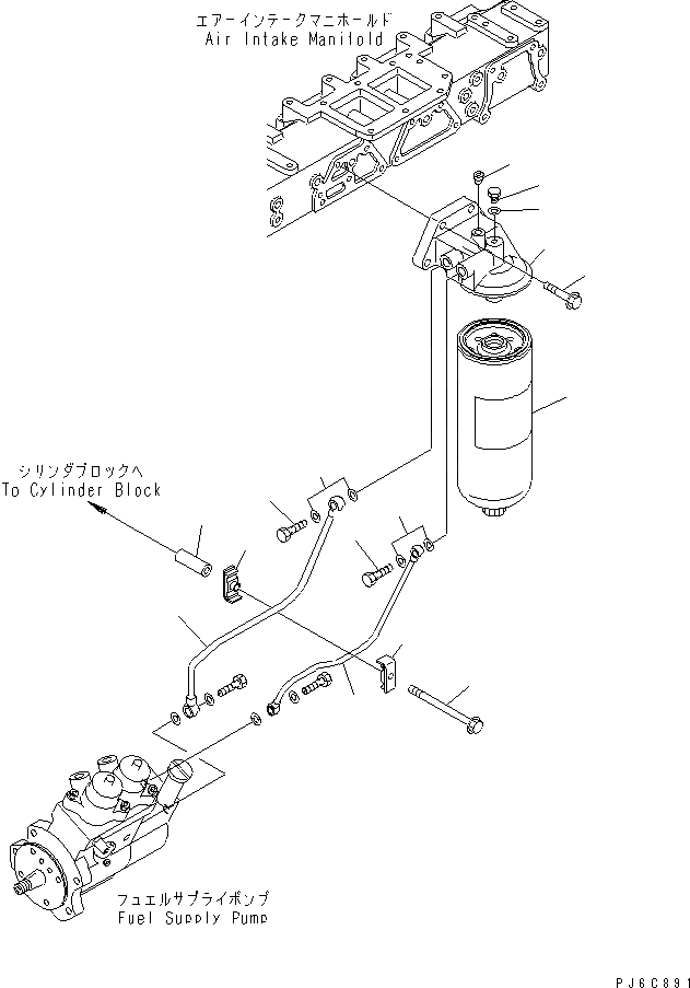 Схема запчастей Komatsu SAA6D125E-3A - ТОПЛИВН. ФИЛЬТР. (РЕЗЬБА -/) ДВИГАТЕЛЬ
