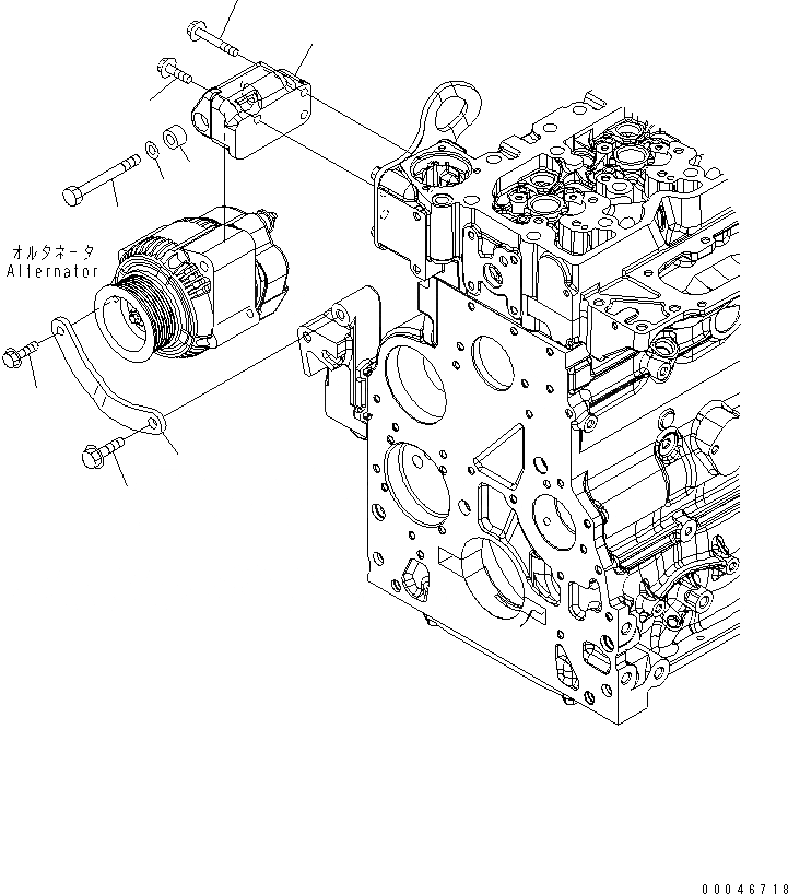 Схема запчастей Komatsu SAA6D107E-1H - КРЕПЛЕНИЕ ГЕНЕРАТОРА (ДЛЯ A.A ГЕНЕРАТОР) ДВИГАТЕЛЬ