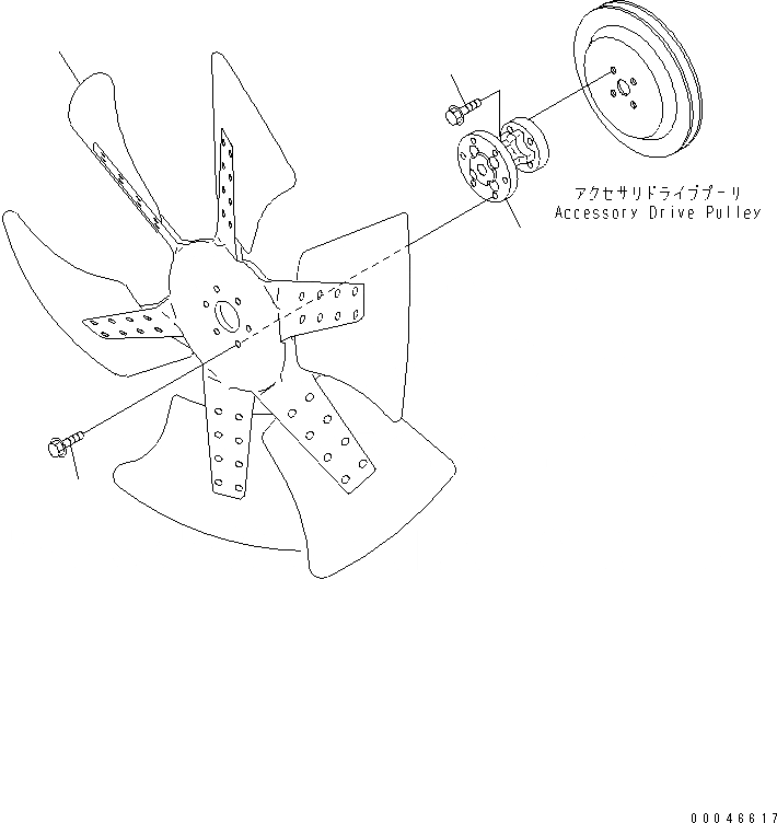 Схема запчастей Komatsu SAA6D114E-3A - ВЕНТИЛЯТОР ОХЛАЖДЕНИЯ ДВИГАТЕЛЬ