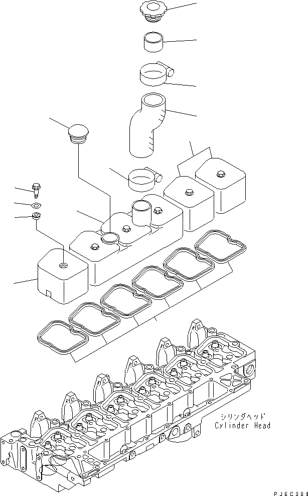 Схема запчастей Komatsu SAA6D102E-2CC - ГОЛОВКА ЦИЛИНДРОВ COVER ДВИГАТЕЛЬ