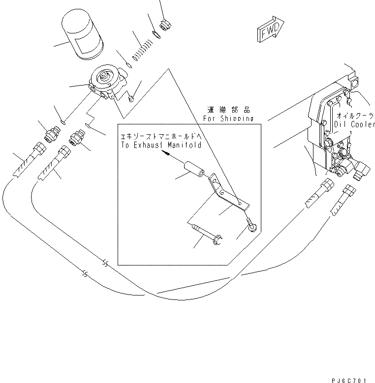 Схема запчастей Komatsu SAA6D102E-2CC - МАСЛ. ФИЛЬТР И ТРУБЫ ДВИГАТЕЛЬ