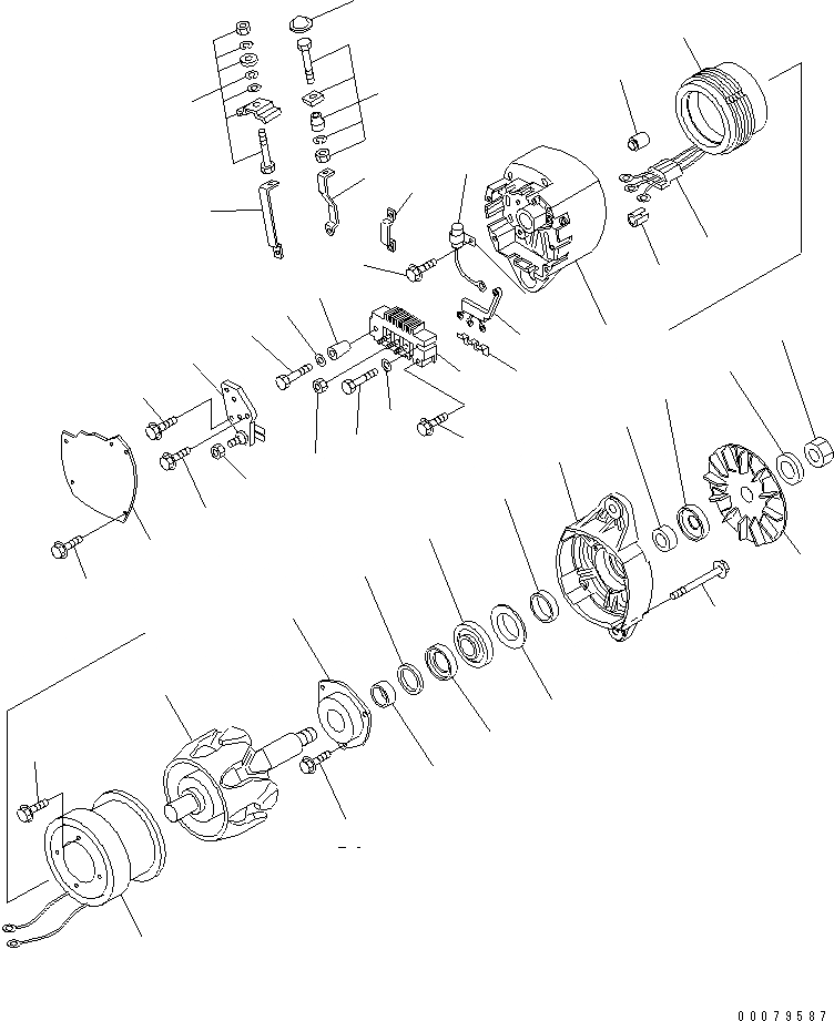 Схема запчастей Komatsu SAA6D114E-2B - ГЕНЕРАТОР (A) (ВНУТР. ЧАСТИ) ДВИГАТЕЛЬ