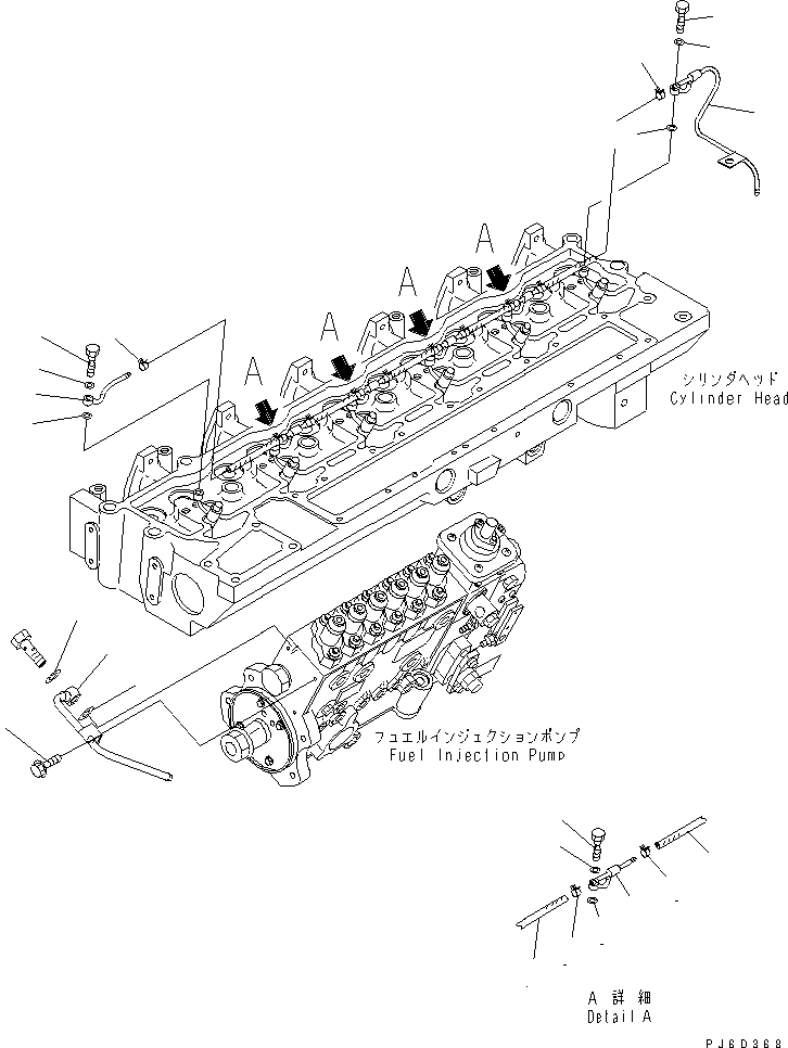 Схема запчастей Komatsu SAA6D114E-2BA - ТОПЛИВОПРОВОД. ДВИГАТЕЛЬ