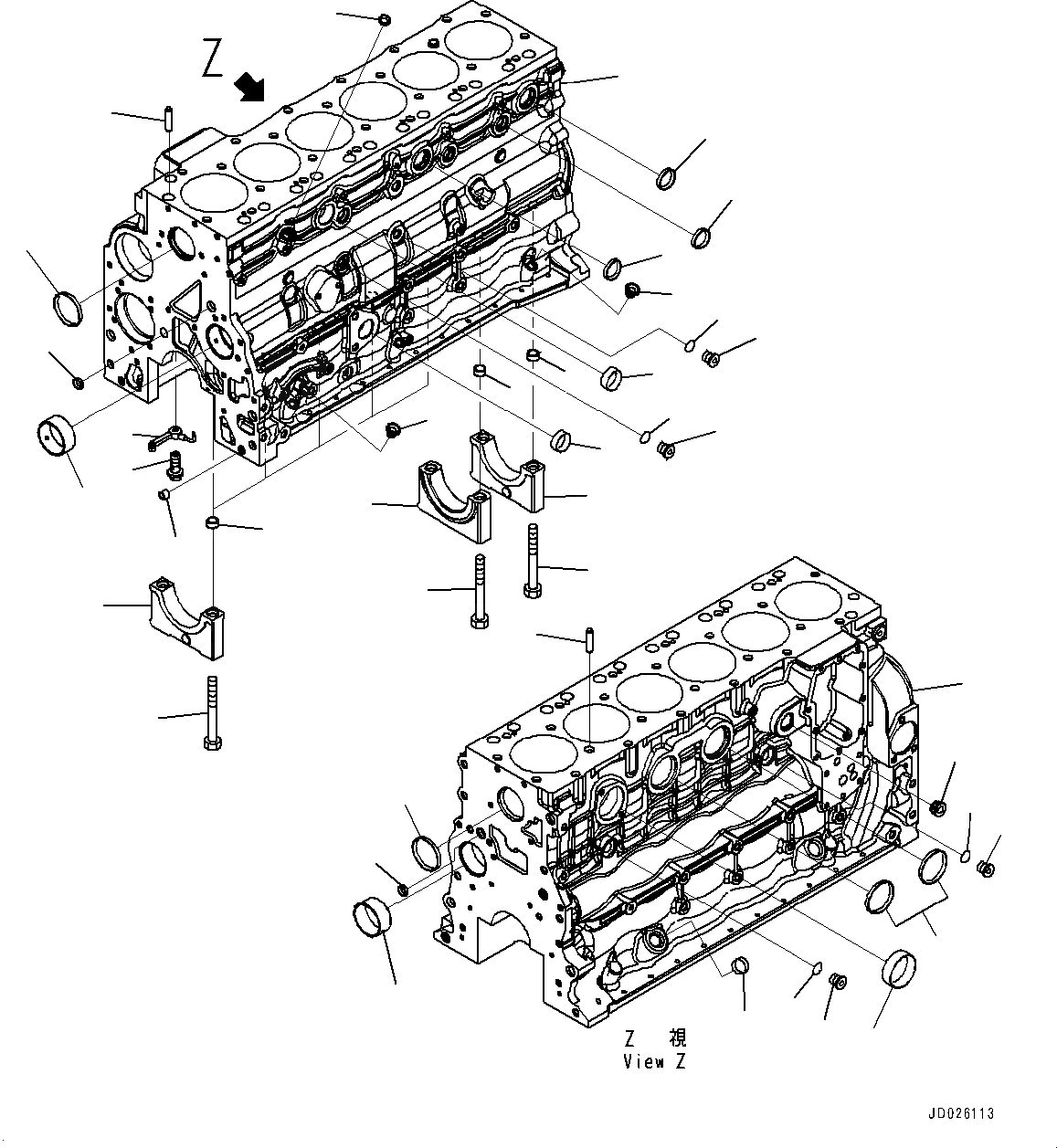 Схема запчастей Komatsu SAA6D107E-1C - БЛОК ЦИЛИНДРОВ БЛОК ЦИЛИНДРОВ