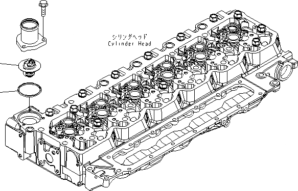 Схема запчастей Komatsu SAA6D107E-1F-W - ТЕРМОСТАТ ДВИГАТЕЛЬ