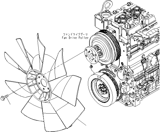 Схема запчастей Komatsu SAA6D107E-1F-W - ВЕНТИЛЯТОР ОХЛАЖДЕНИЯ ДВИГАТЕЛЬ