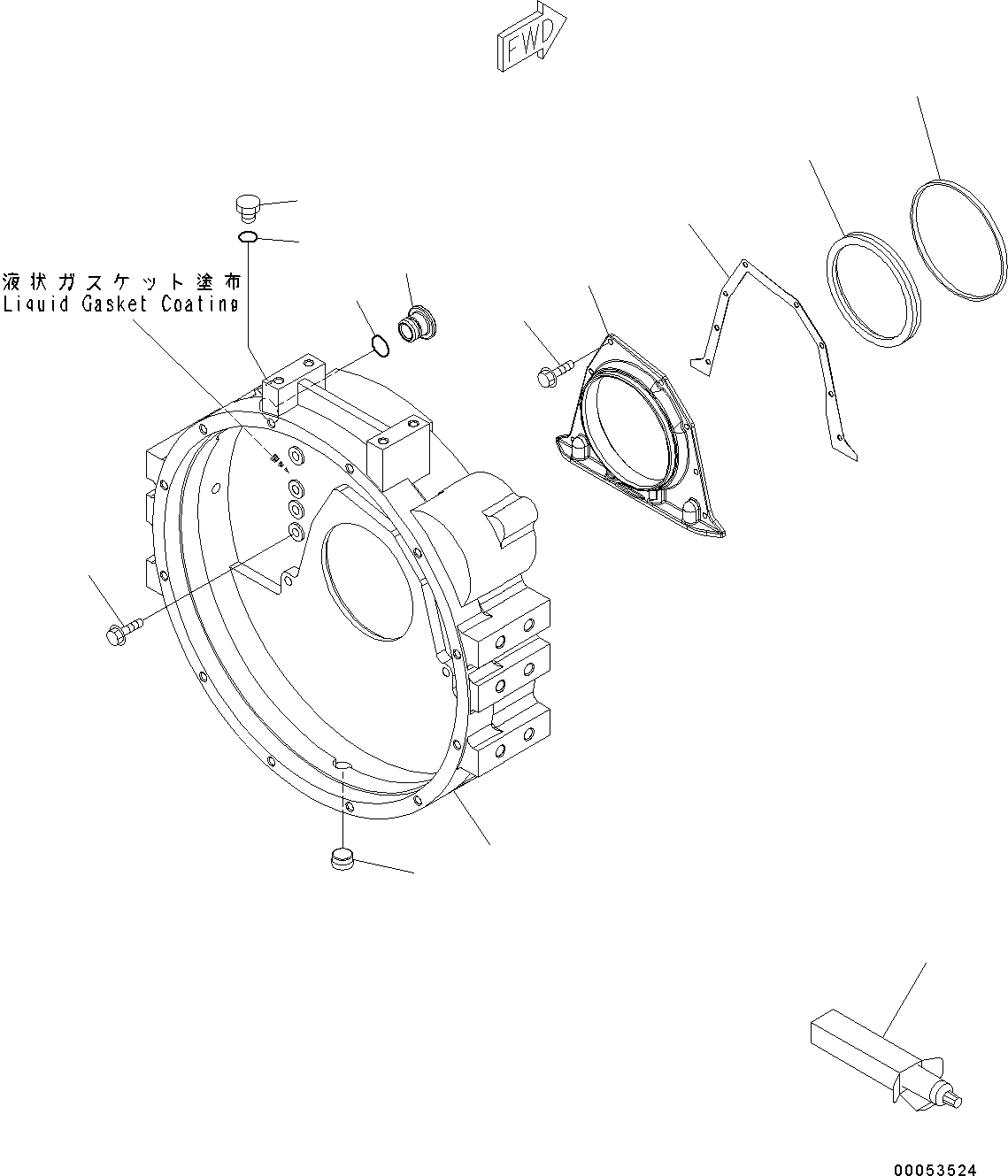 Схема запчастей Komatsu SAA6D114E-3D - КАРТЕР МАХОВИКА КАРТЕР МАХОВИКА