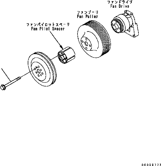 Схема запчастей Komatsu Engine SAA6D102E-22A-8 - ВЕНТИЛЯТОР ОХЛАЖДЕНИЯ БОЛТ ДВИГАТЕЛЬ